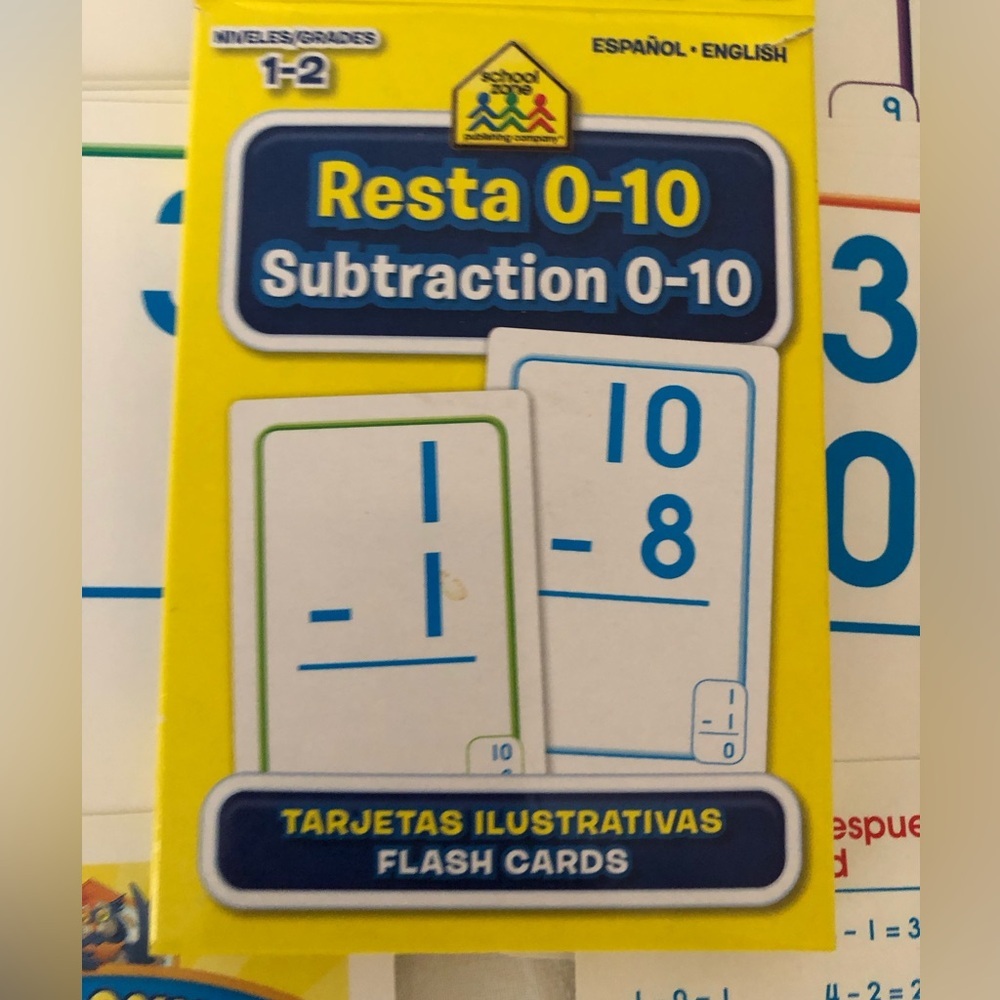 School Zone Bilingual Spanish English Subtraction/Resta Facts 0-10